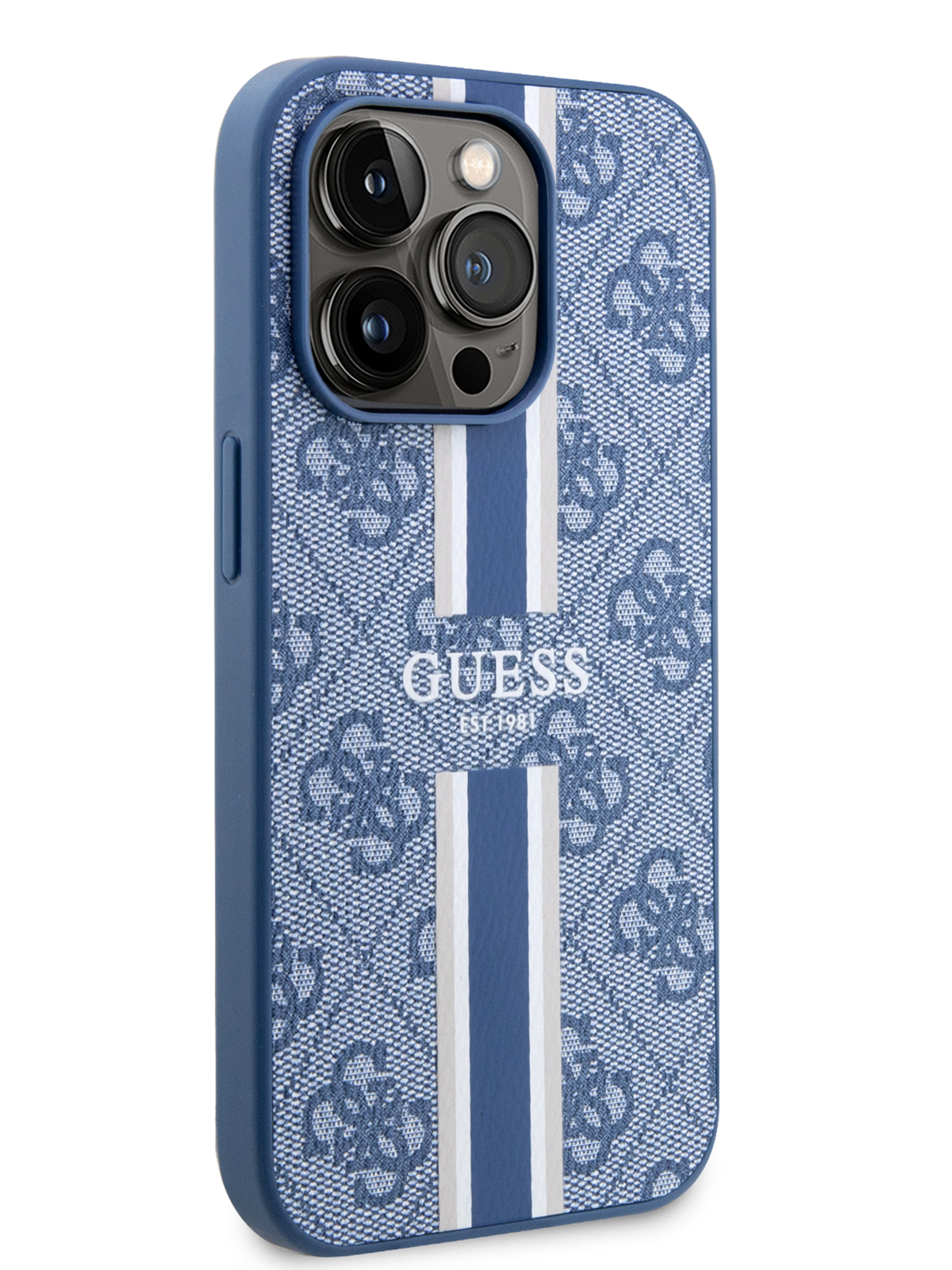 Чехол Guess для iPhone 14 Pro с MagSafe из экокожи Blue