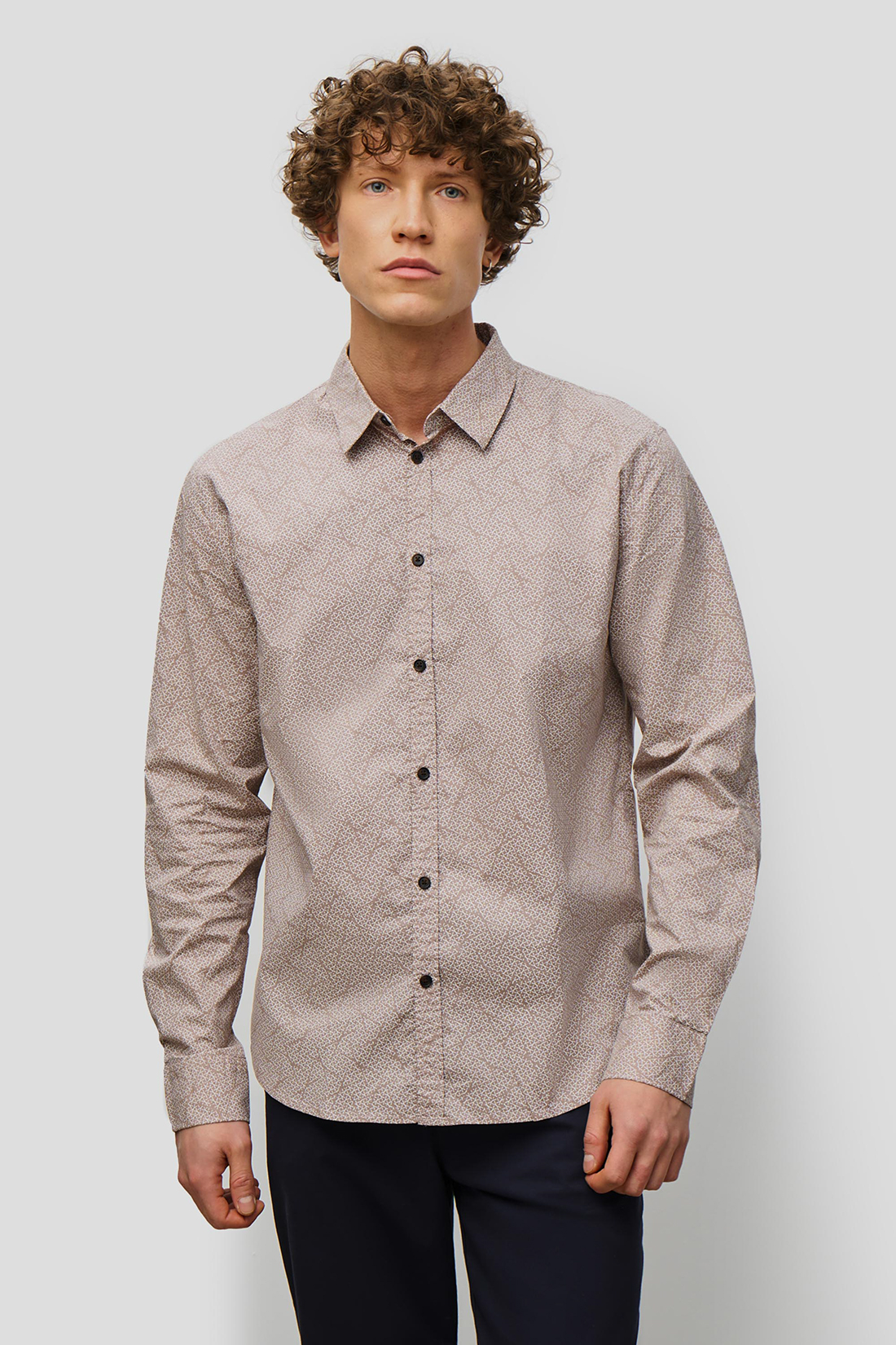 

Рубашка мужская Baon B6623001 бежевая L, Бежевый, B6623001