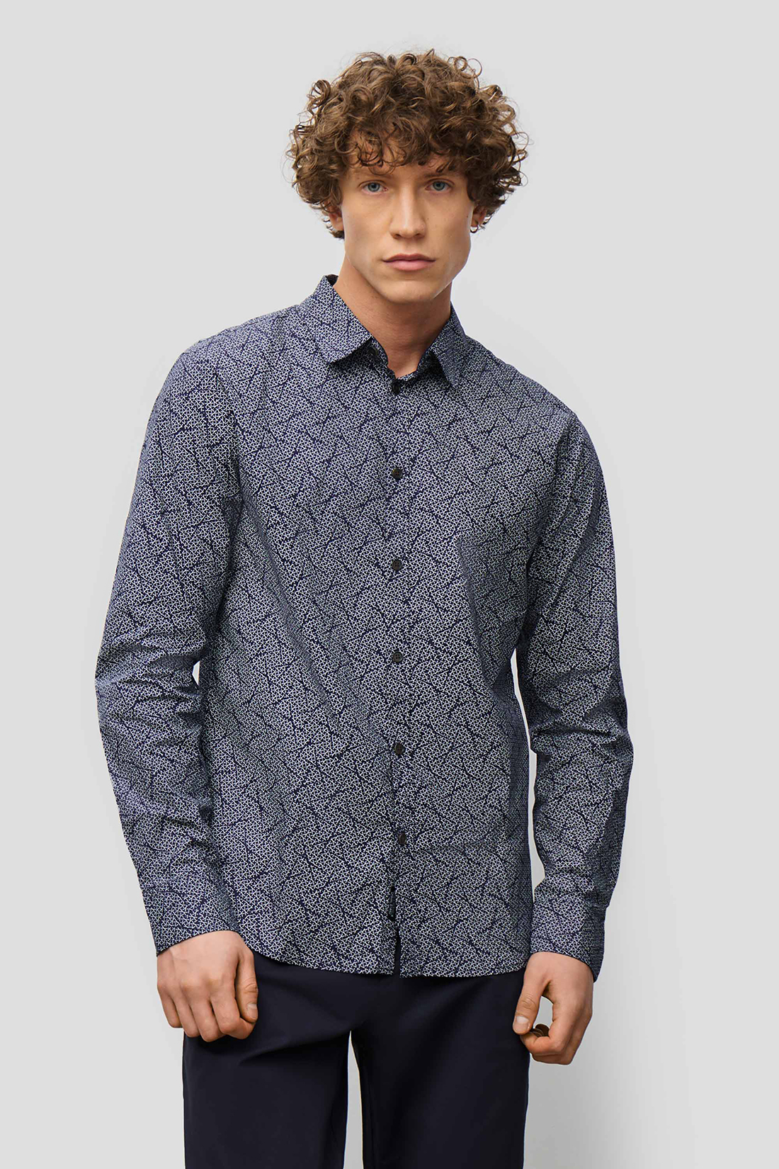 

Рубашка мужская Baon B6623001 синяя 2XL, Синий, B6623001
