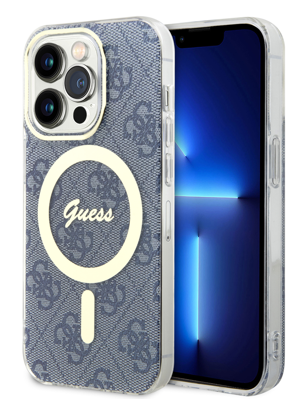 

Чехол Guess для iPhone 14 Pro Max с MagSafe Blue, Gold, Синий, PC/TPU MagSafe