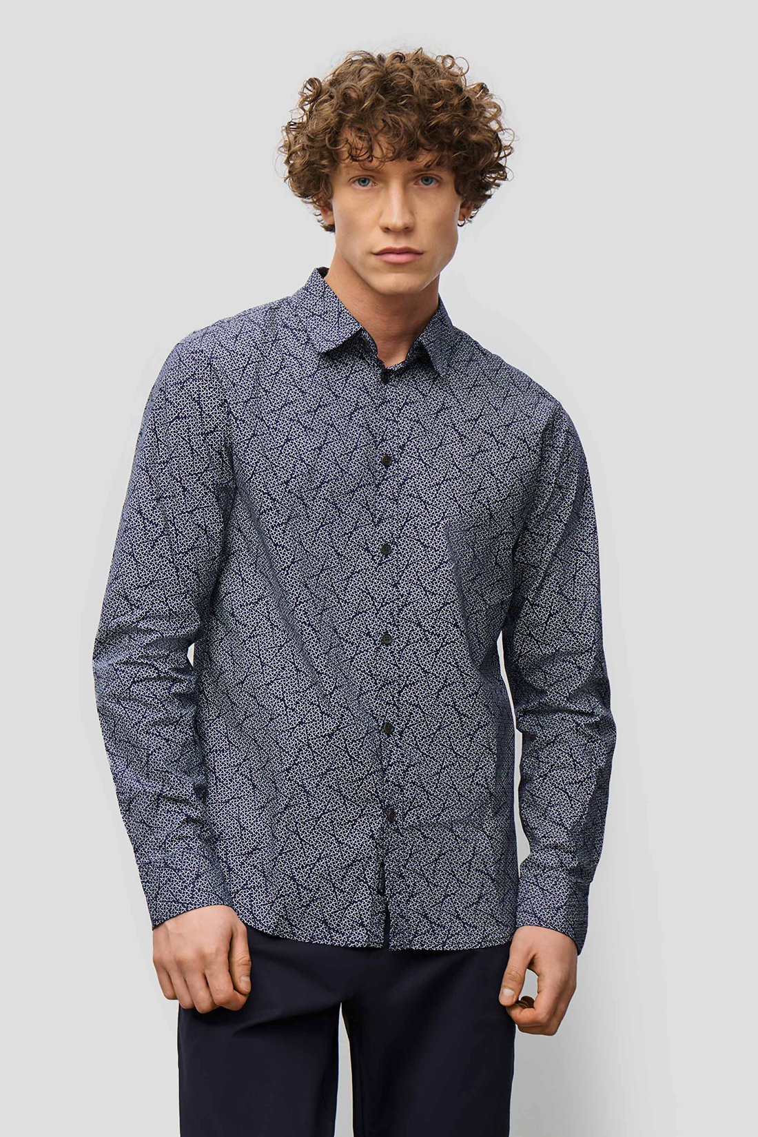 Рубашка мужская Baon B6623001 синяя XL