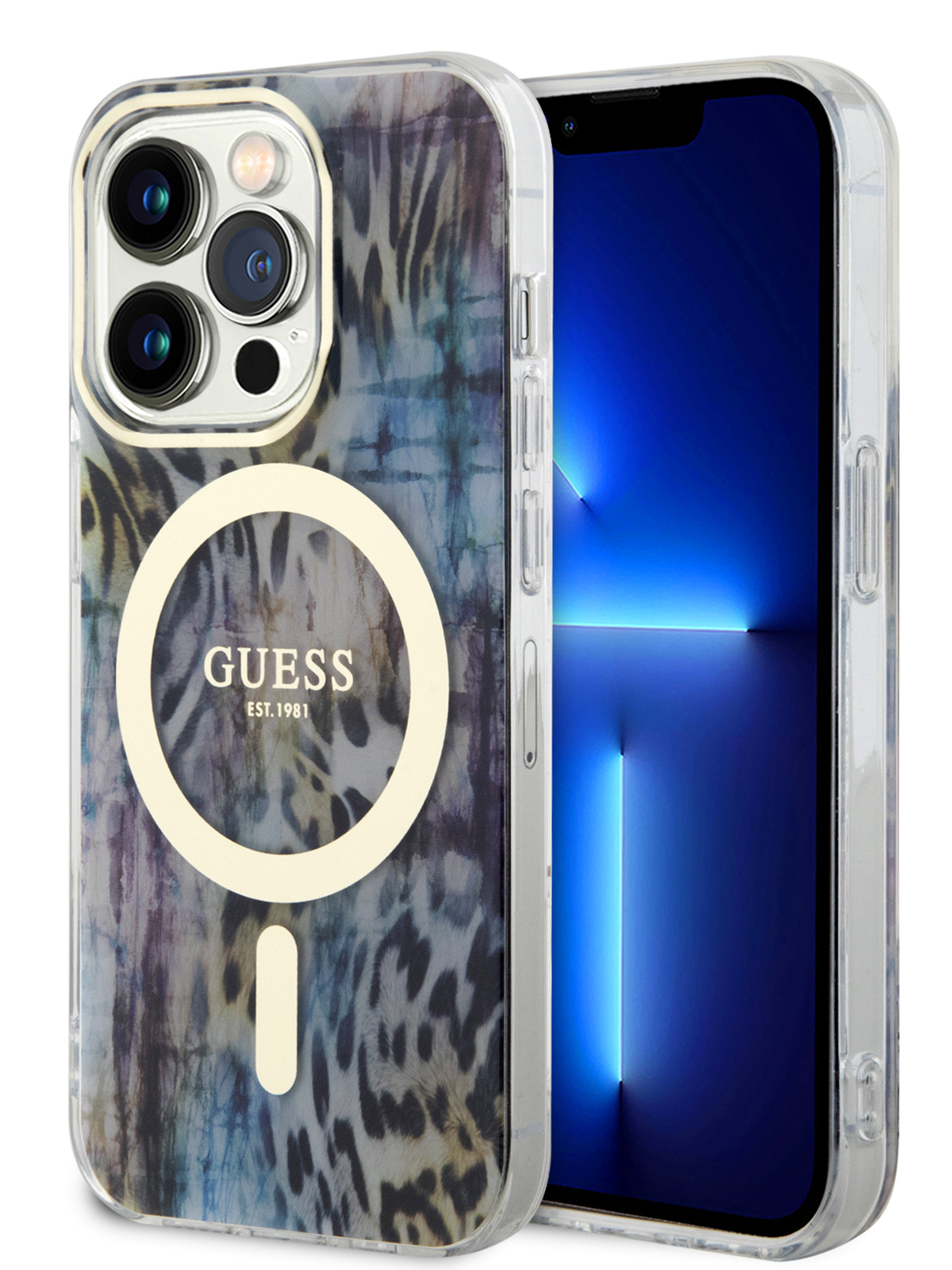 

Чехол Guess для iPhone 14 Pro Max с MagSafe Blue, Синий, PC/TPU MagSafe