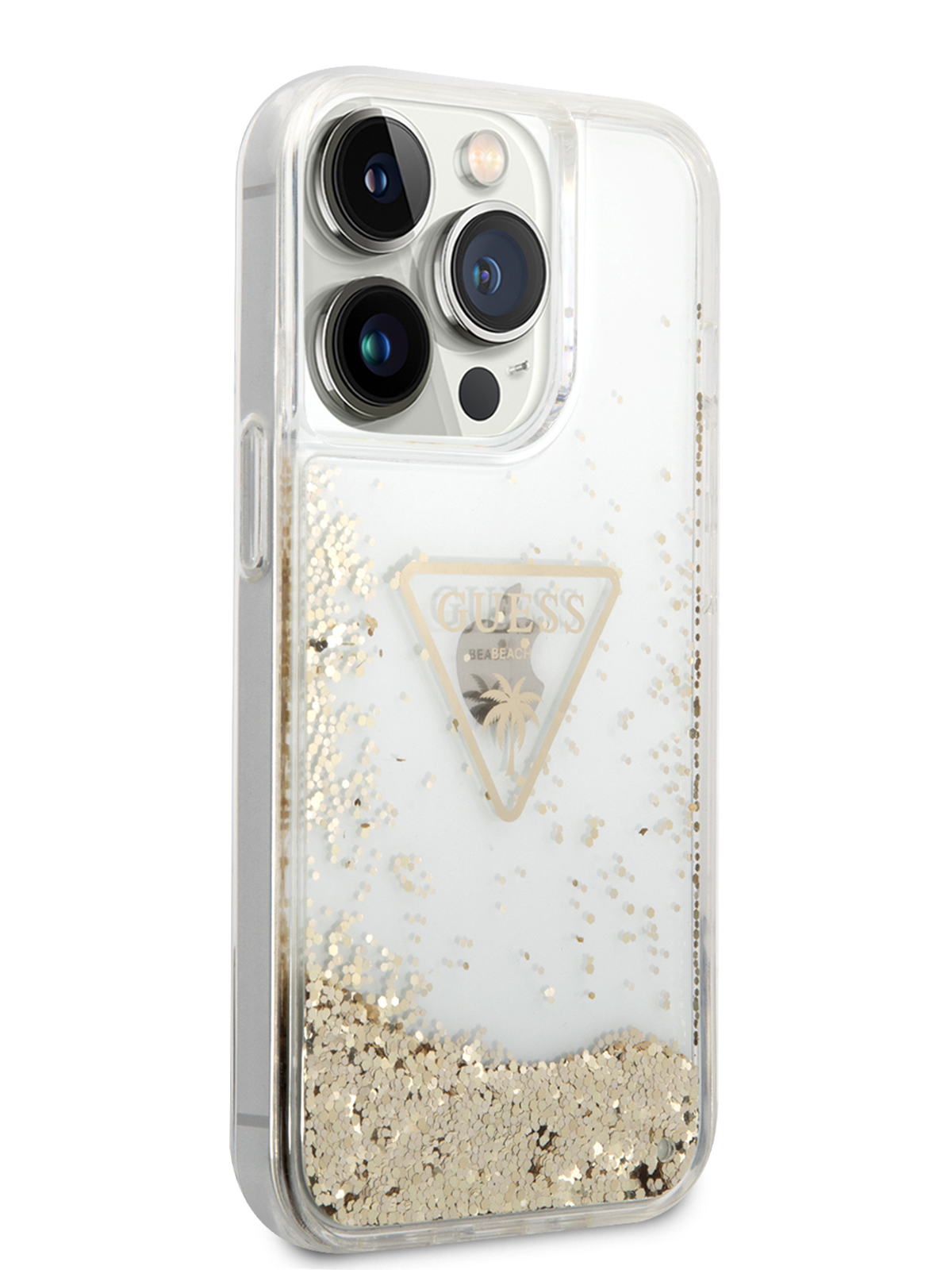 

Чехол Guess для iPhone 14 Pro с жидкими блестками Transparent, Прозрачный, Liquid Glitter