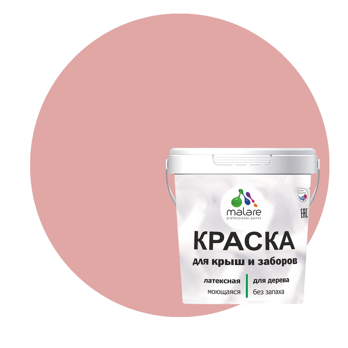 

Краска Malare для деревянного забора, без запаха, матовая, розовый пион, 1 кг., Malare-10