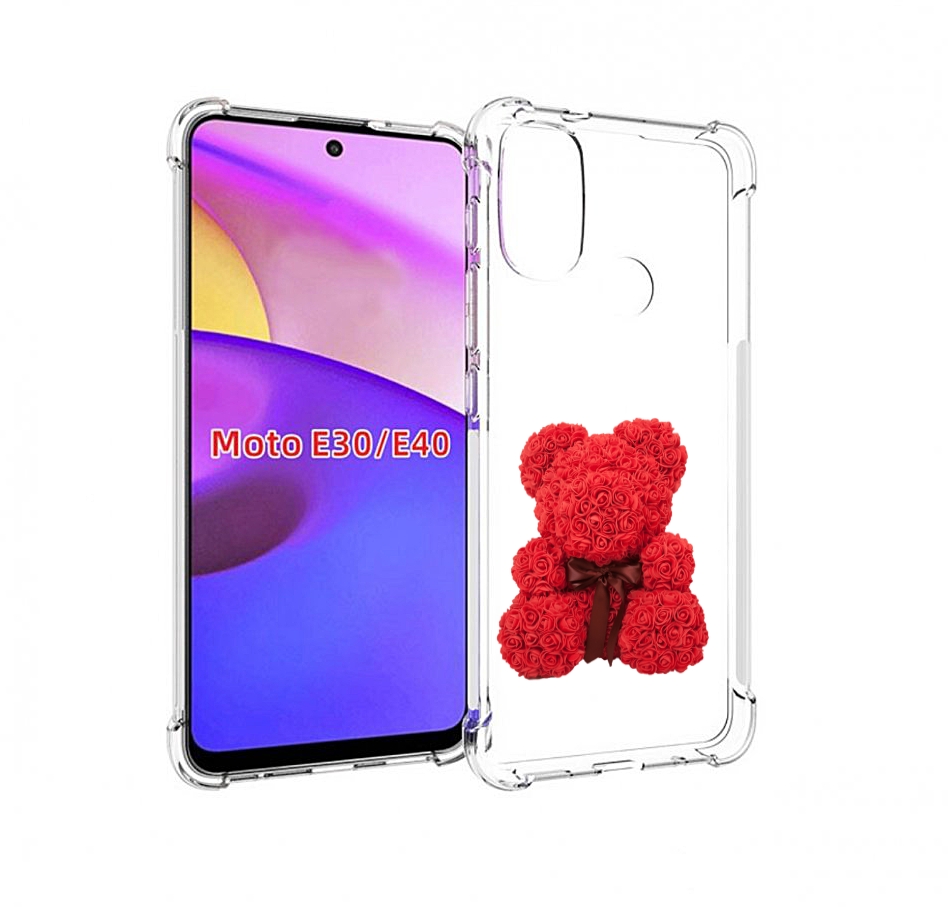 

Чехол бампер MyPads мишка-из-розочек для Motorola Moto E30., Прозрачный, Tocco