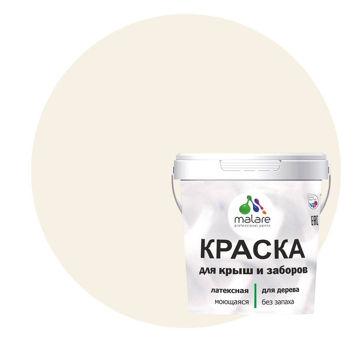 

Краска Malare для деревянного забора, без запаха, матовая, парное молоко, 1 кг., Бежевый, Malare-10