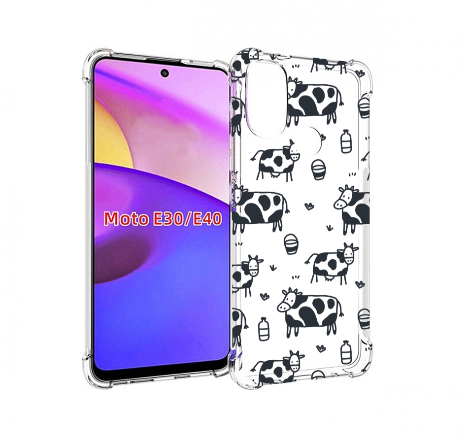 

Чехол бампер MyPads маленькие-коровки для Motorola Moto E30., Прозрачный, Tocco