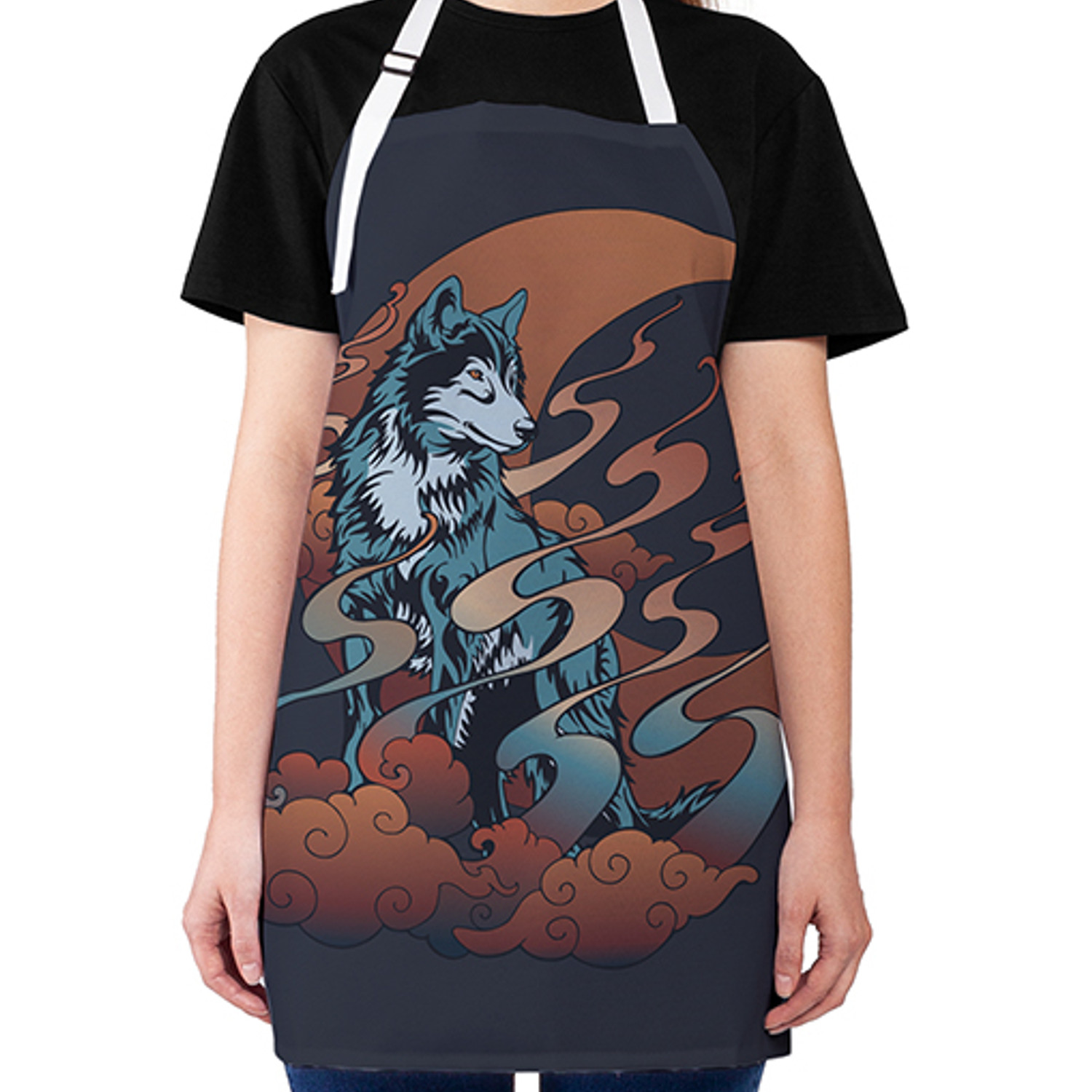

Фартук кухонный JoyArty Магический волк универсальный для женщин и мужчин, Черный, Магический волк