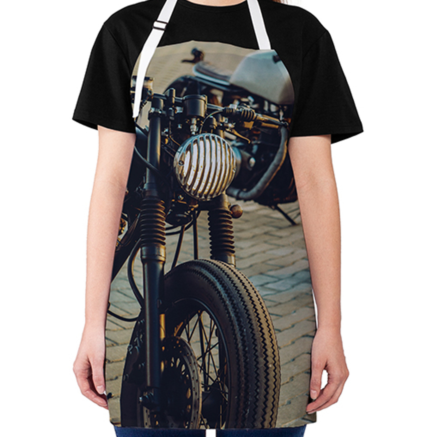 

Фартук кухонный JoyArty Cafe Racer универсальный для женщин и мужчин, Черный, Cafe Racer