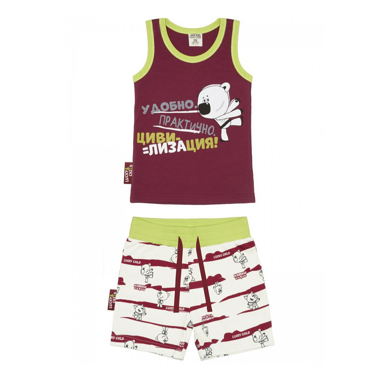 

Пижама детская Lucky Child, бордовый, р. 86