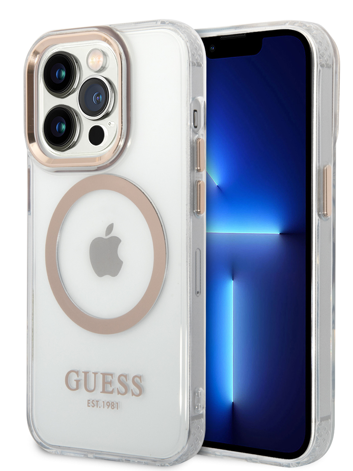 

Чехол Guess для iPhone 14 Pro Max с MagSafe Transparent, Прозрачный, PC/TPU Magsafe