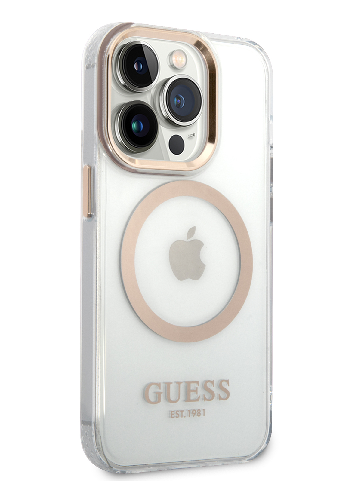 Чехол Guess на iPhone 14 Pro с MagSafe Transparent/Gold