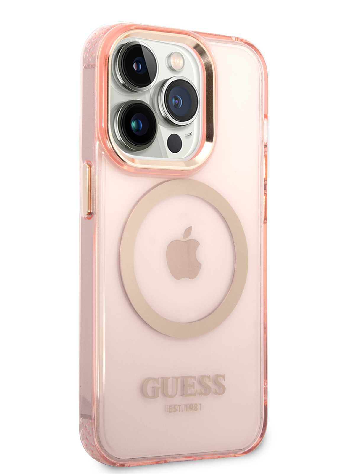 Чехол Guess для iPhone 14 Pro с MagSafe Pink/Gold