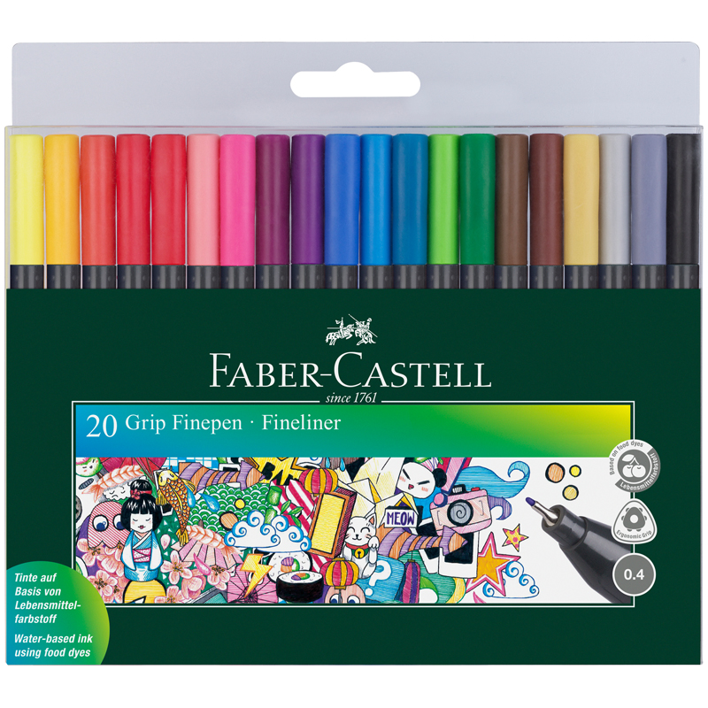 

Набор капиллярных ручек Faber-Castell Grip Finepen 20цв., 0,4мм