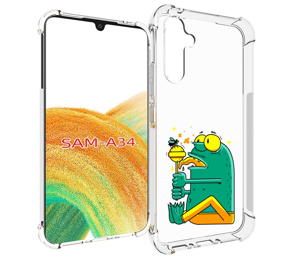 

Чехол MyPads Зеленая лягушка с чупа чупсом для Samsung Galaxy A34, Tocco