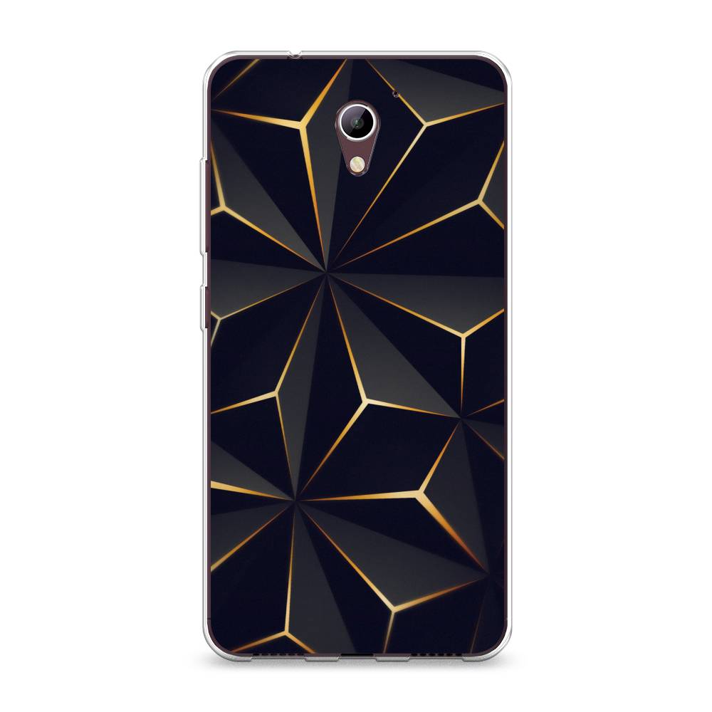 

Чехол на ZTE Blade A510 "Черные полигоны", Золотистый;черный, 130150-3