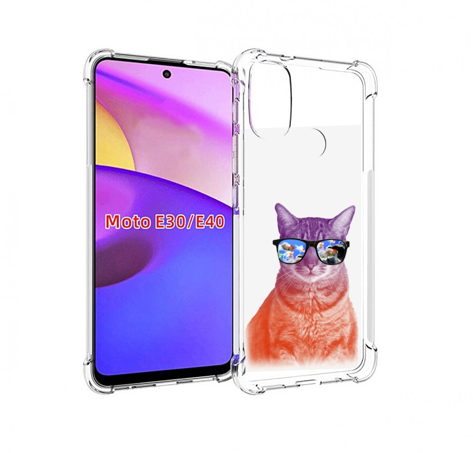 

Чехол бампер MyPads крутой кот-2 для Motorola Moto E30., Прозрачный, Tocco