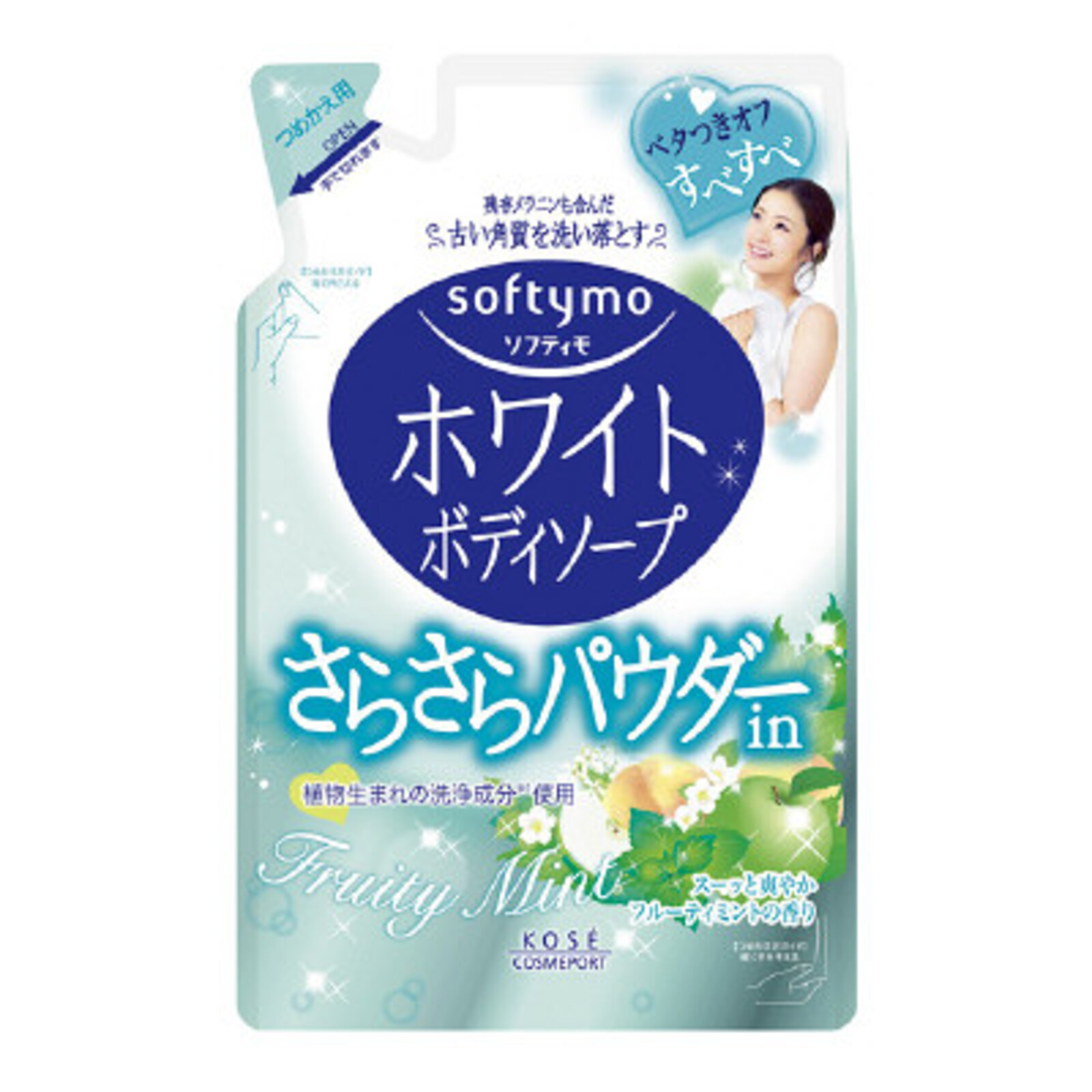 Мыло для тела Kose Softymo жидкое с растительной пудрой аромат мята лайм сменная уп 420 мл