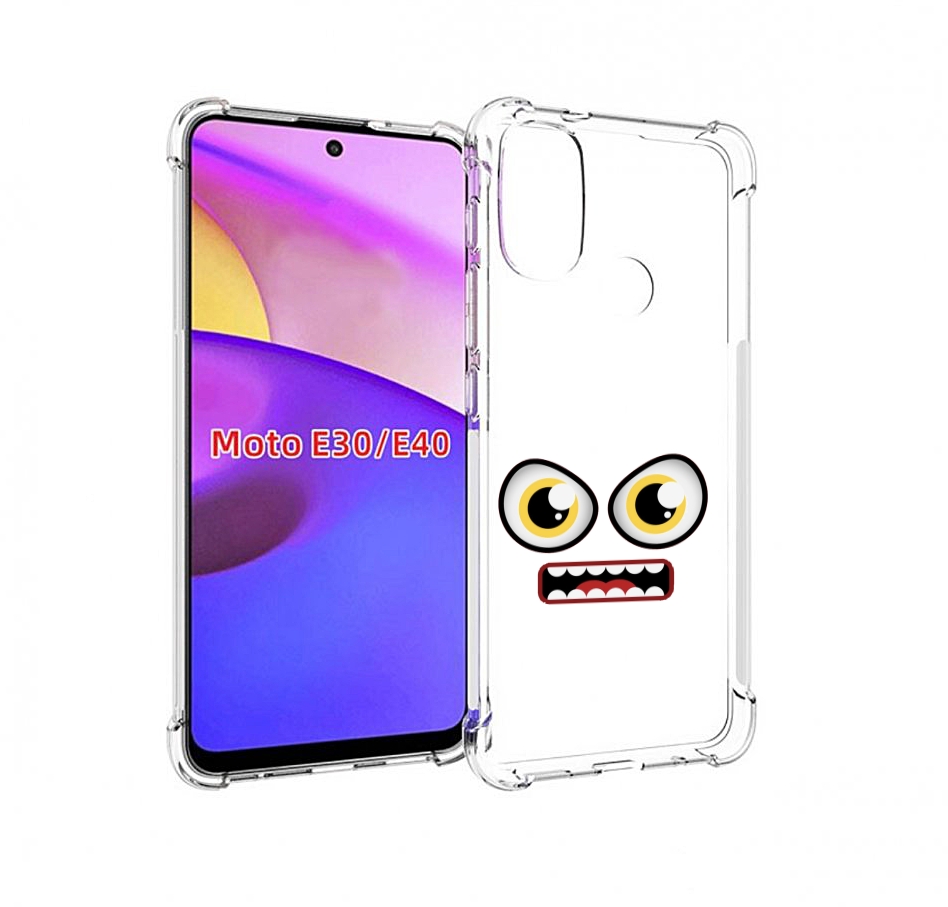 

Чехол бампер MyPads красный злой смайлик для Motorola Moto E30., Прозрачный, Tocco