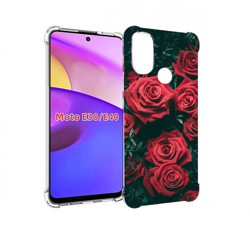 

Чехол бампер MyPads красные-бархатные-розы для Motorola Moto E30, Прозрачный, Tocco