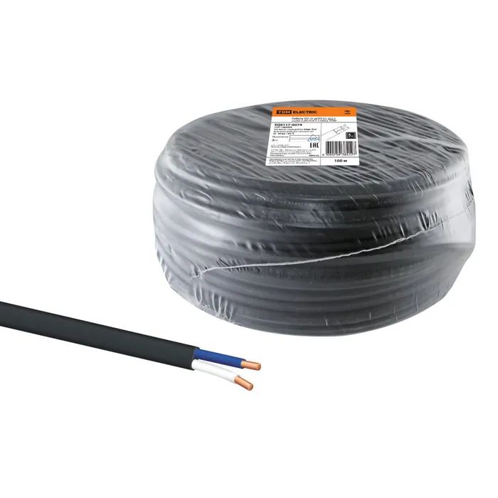 

Кабель ВВГ-П нг(А)-LS 2х2,5 ок(N)-0,66 ГОСТ (100м) TDM SQ0117-0074 (100 м.), Черный