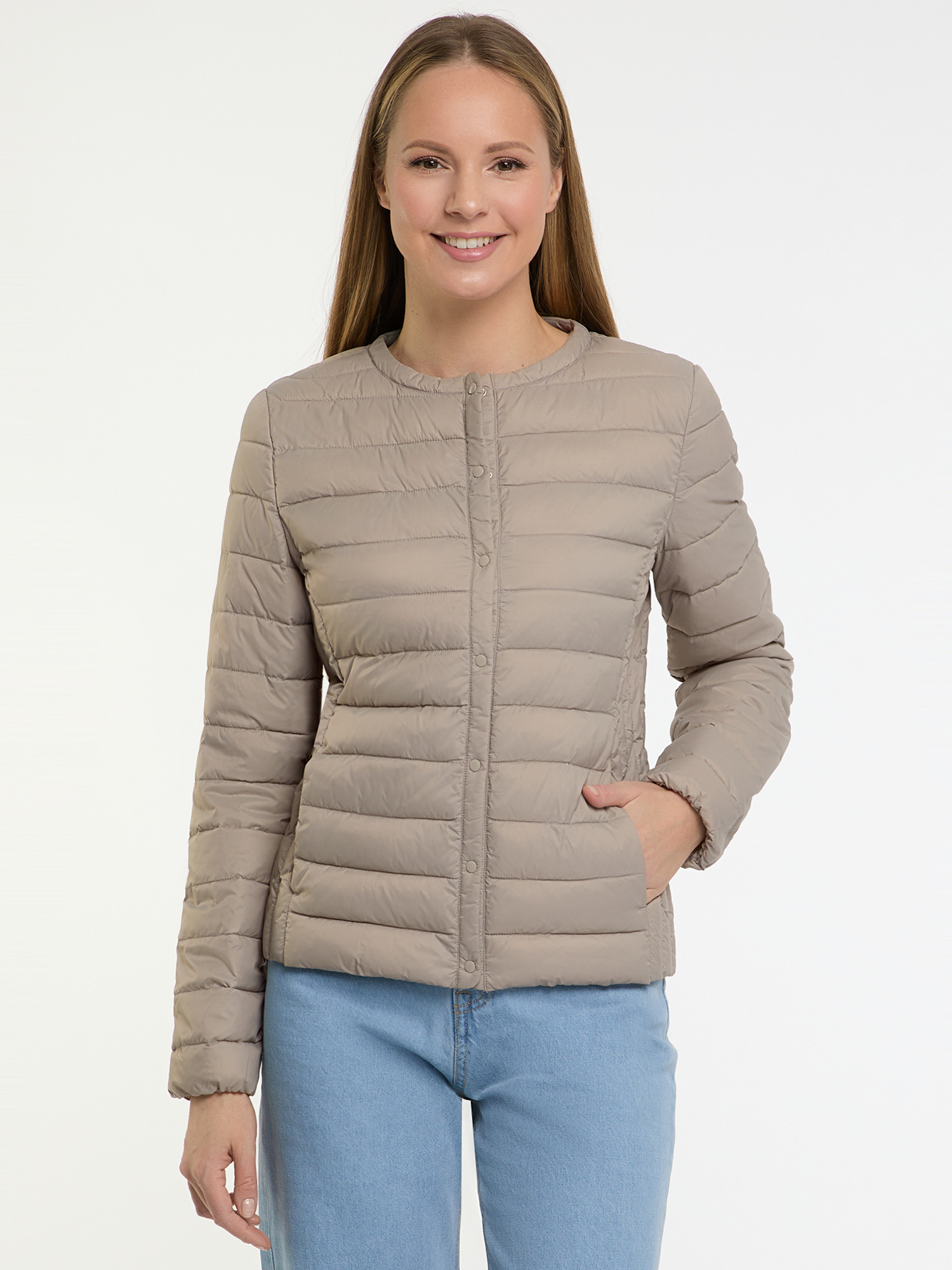 

Куртка женская oodji 10204040B серая 42 EU, Серый, 10204040B