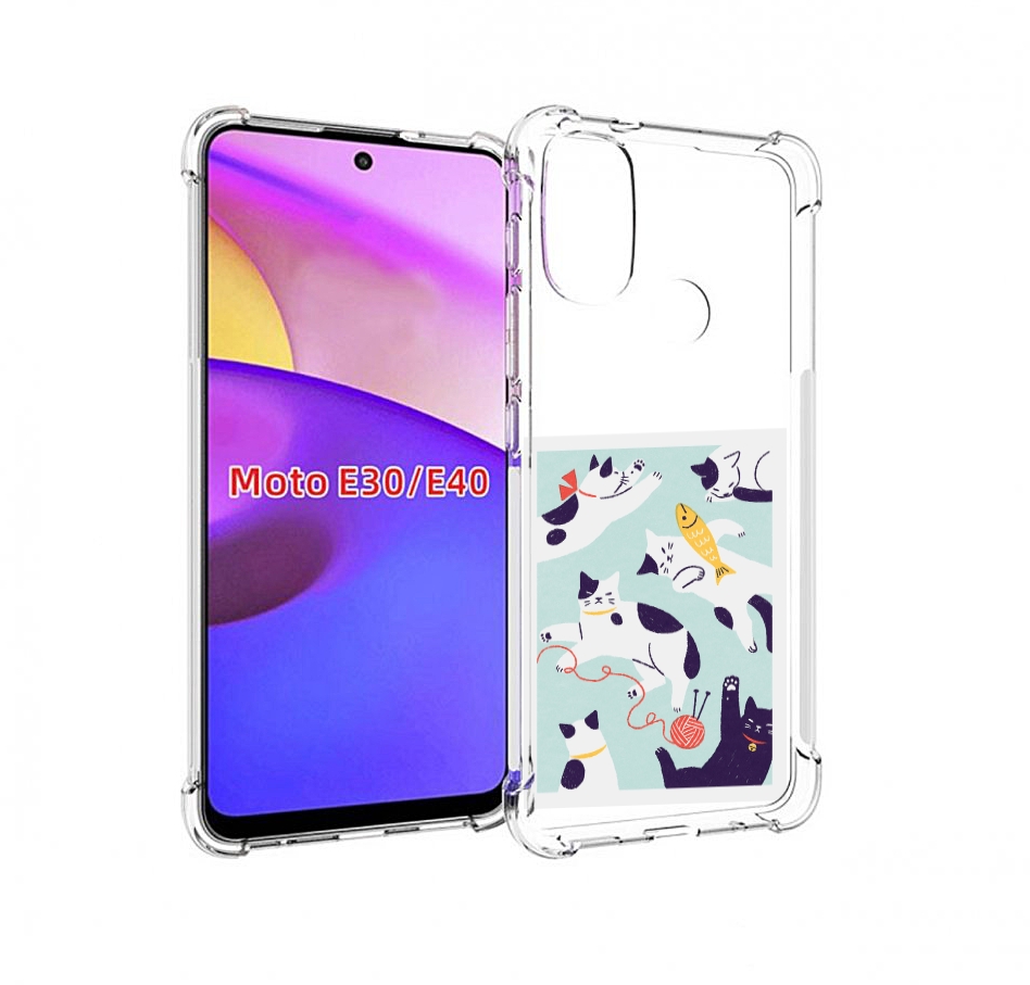 

Чехол бампер MyPads коты-с-клубками для Motorola Moto E30., Прозрачный, Tocco