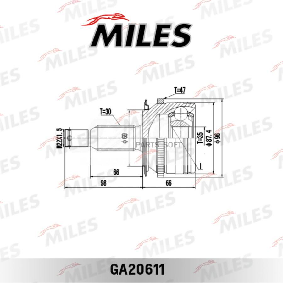 

ШРУС наружный MITSUBISHI L200 IV 2.5DI-D-3.5 05- (с ABS) GA20611