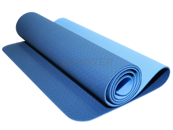фото Коврик для йоги sprinter tpe blue 180 см, 6 мм