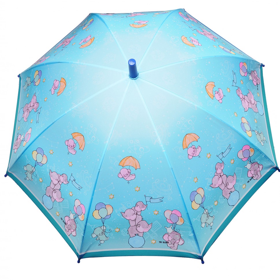 Зонт детский полуавтоматический Три Слона, С478-2, голубой про слона 6 тв