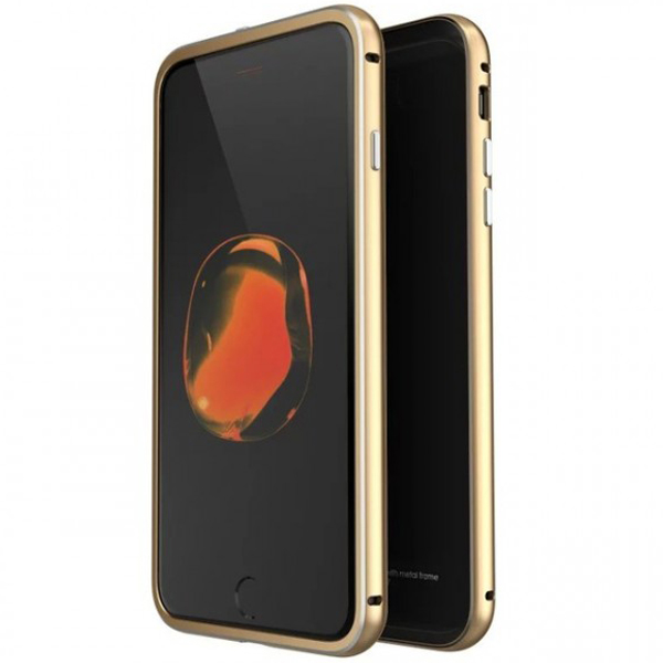 

Металлический бампер Luphie с акриловой вставкой для Apple iPhone 7/8, Золотистый;черный