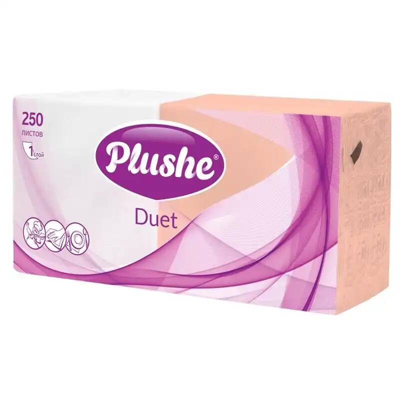 

Салфетки бумажные Plushe Duet 24х24 пастель 1сл 250л, Оранжевый, пастель