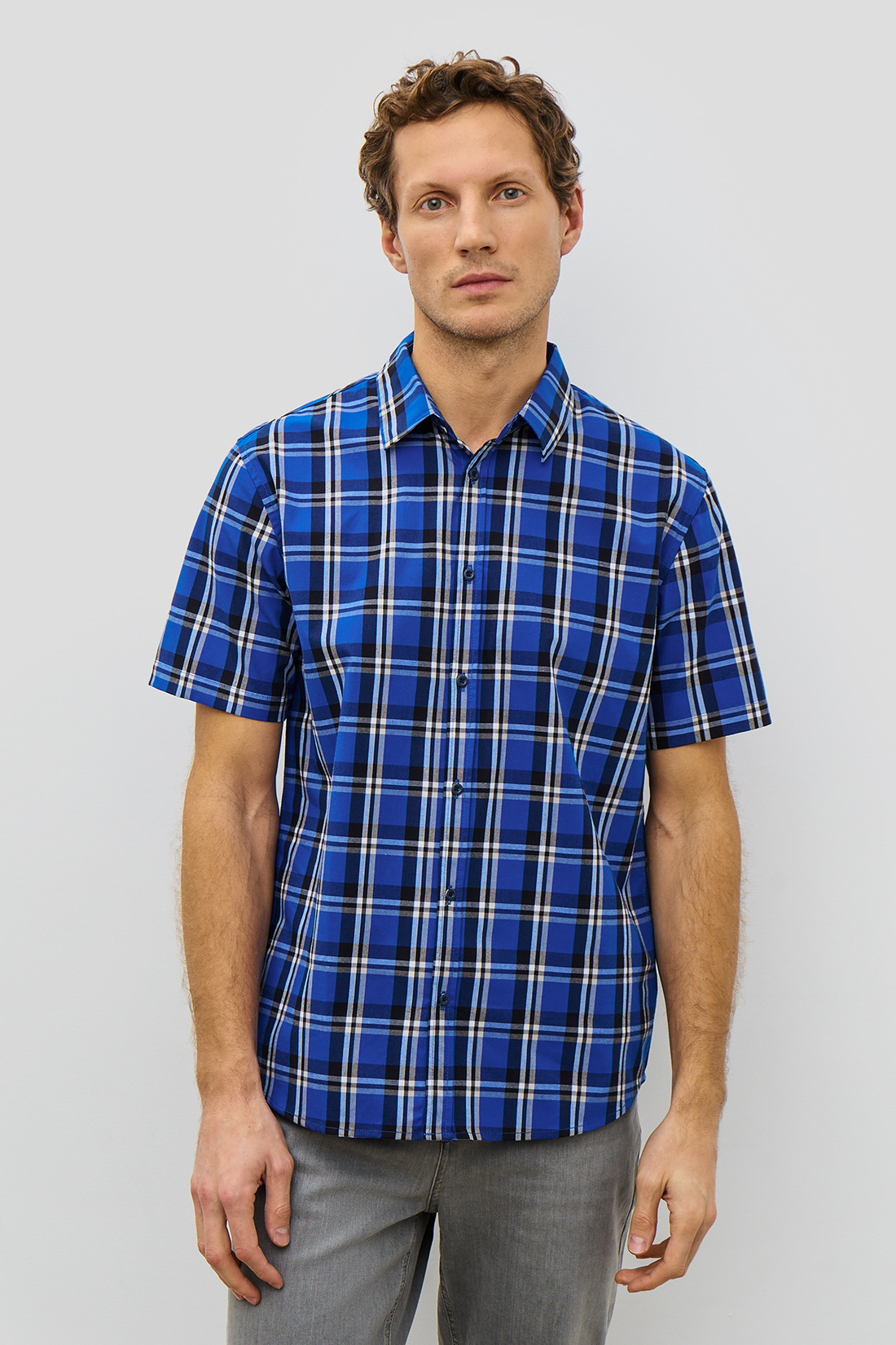 

Рубашка мужская Baon B6823010 синяя 2XL, Синий, B6823010