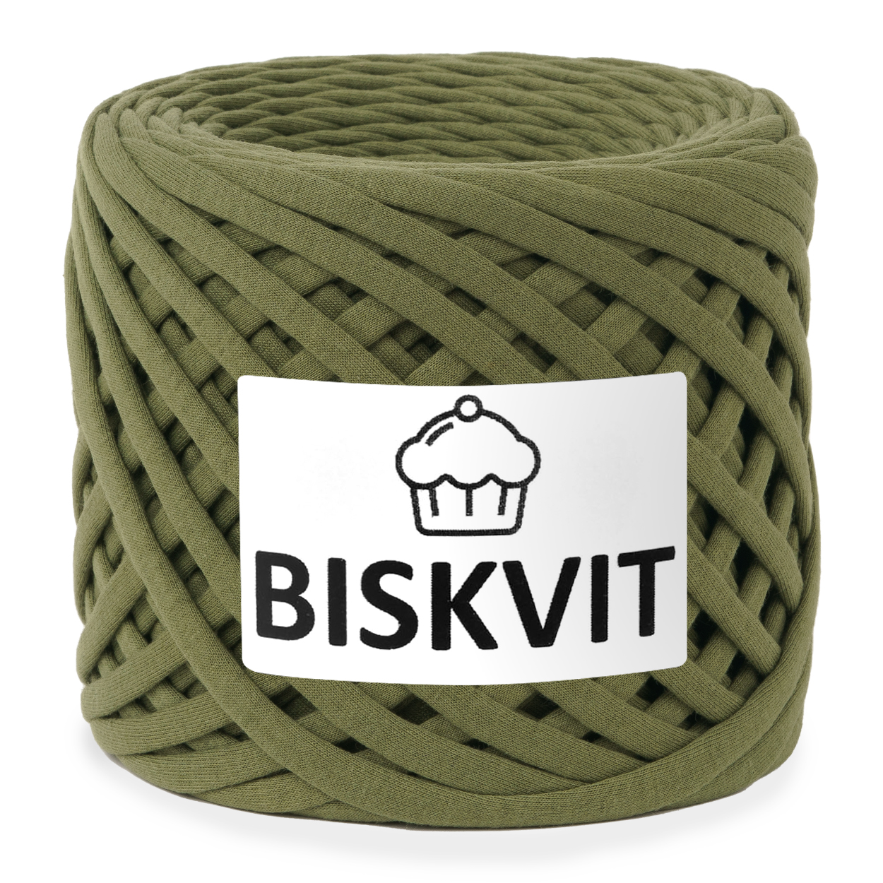

Трикотажная пряжа для вязания BISKVIT Хаки, 100% хлопок, 7-9мм, 100м, Зеленый, BISKVIT
