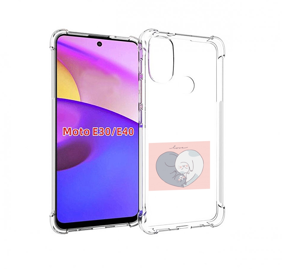 

Чехол бампер MyPads котики-в-форме-сердца для Motorola Moto E30., Прозрачный, Tocco