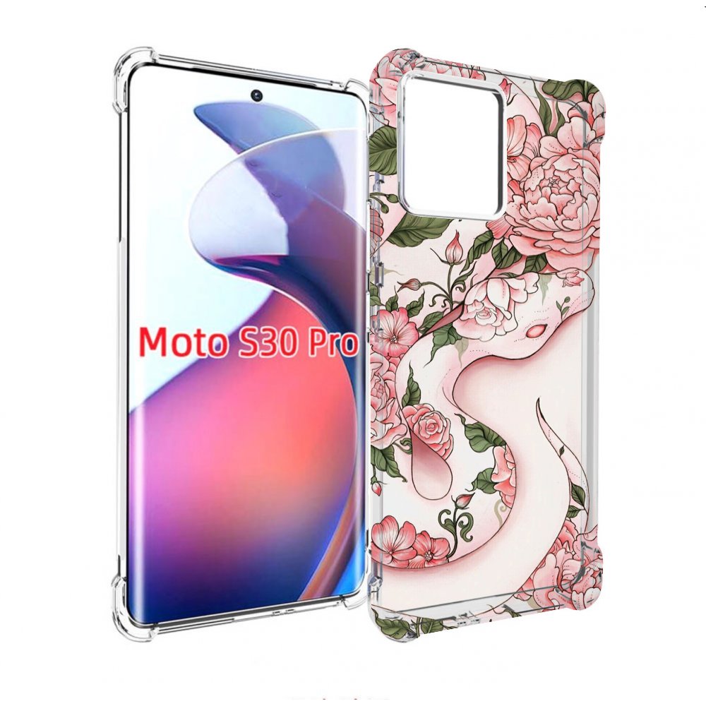 

Чехол MyPads змея-в-розовых-цветах женский для Motorola Moto S30 Pro, Прозрачный, Tocco