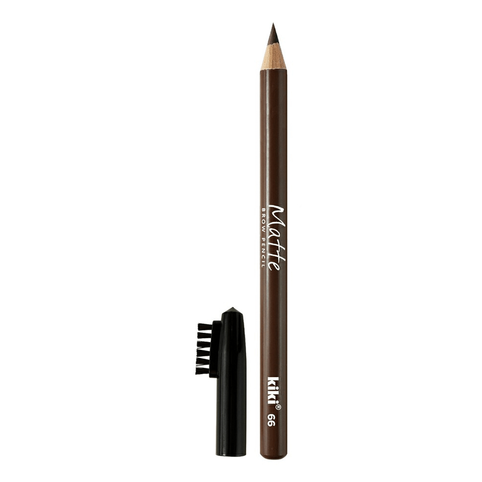 Карандаш для бровей KIKI MATTE 66, с щеточкой, классический коричневый карандаш для бровей kiki matte 68 с щеточкой графитовый