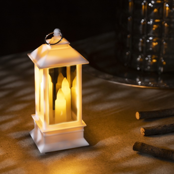 Новогодний светильник Luazon Lighting Белый фонарь со свечками 4843938 белый теплый