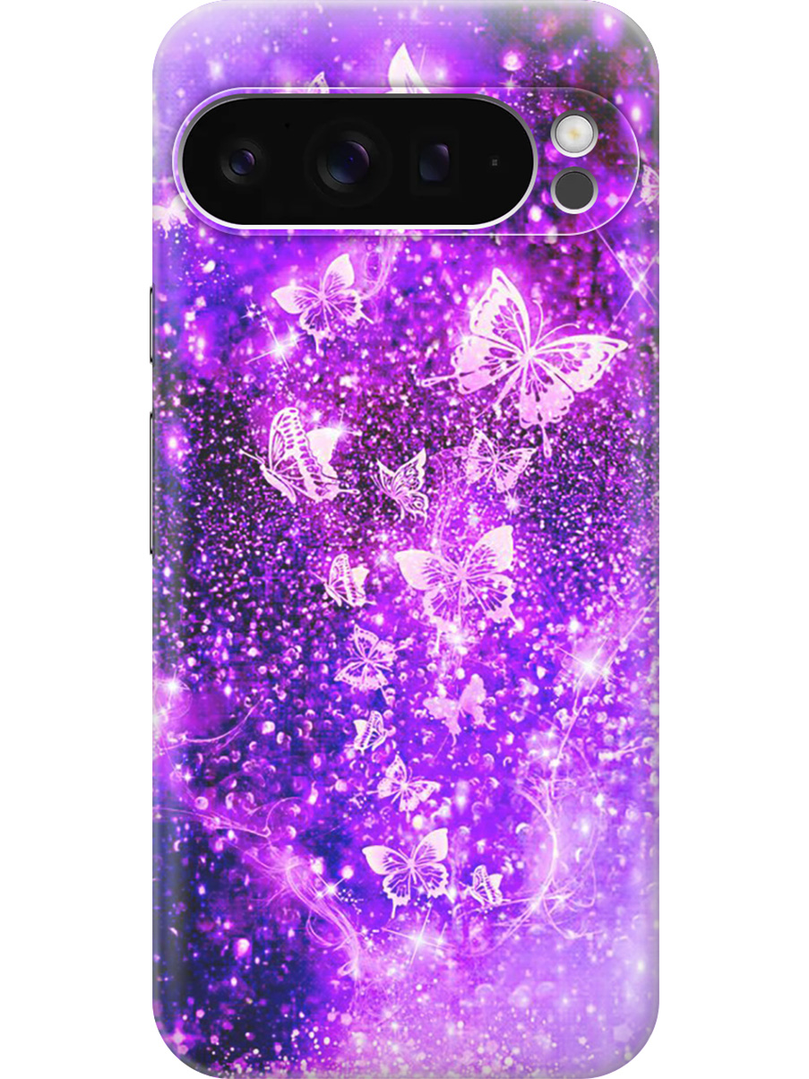 

Силиконовый чехол на Google Pixel 9 pro с принтом "Фиолетовые бабочки", Прозрачный;фиолетовый;черный, 784810321