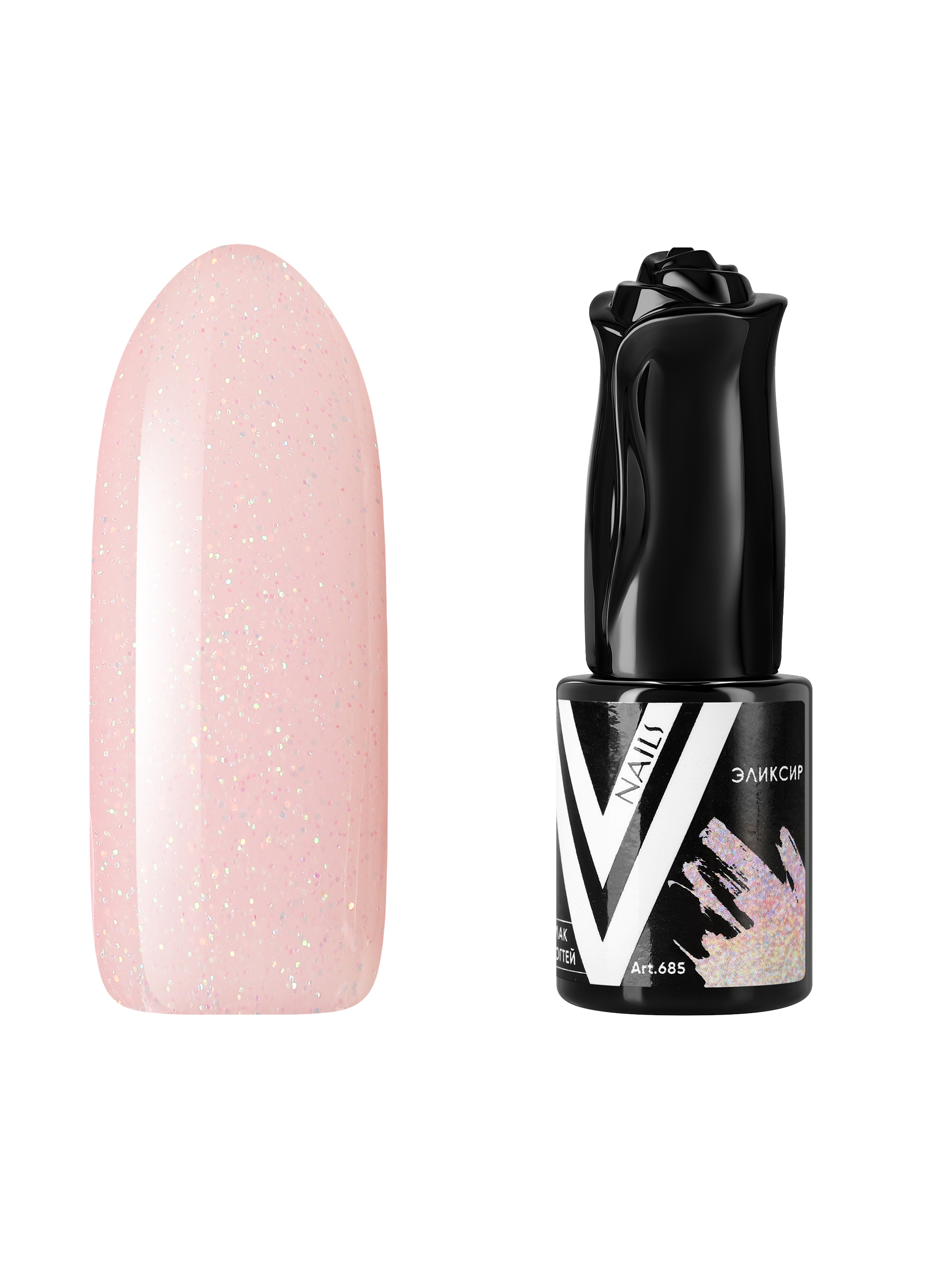Гель-лак для ногтей с блестками Vogue Nails полупрозрачный, светлый, бежевый, 10 мл