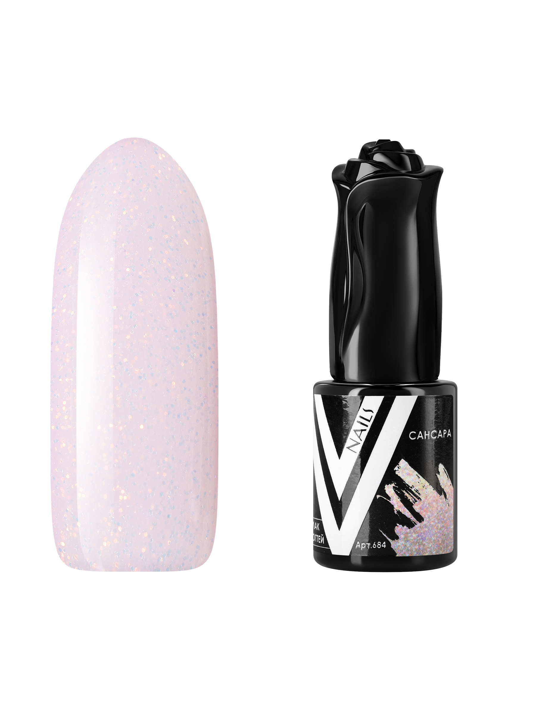 Гель-лак для ногтей с блестками Vogue Nails полупрозрачный, светлый, нежный розовый, 10 мл