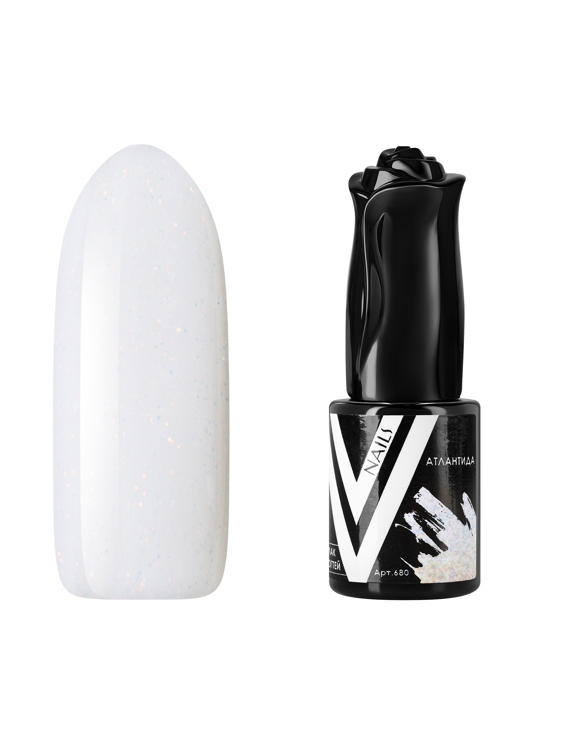 

Гель-лак для ногтей с блестками Vogue Nails плотный, светлый, насыщенный, белый, 10 мл