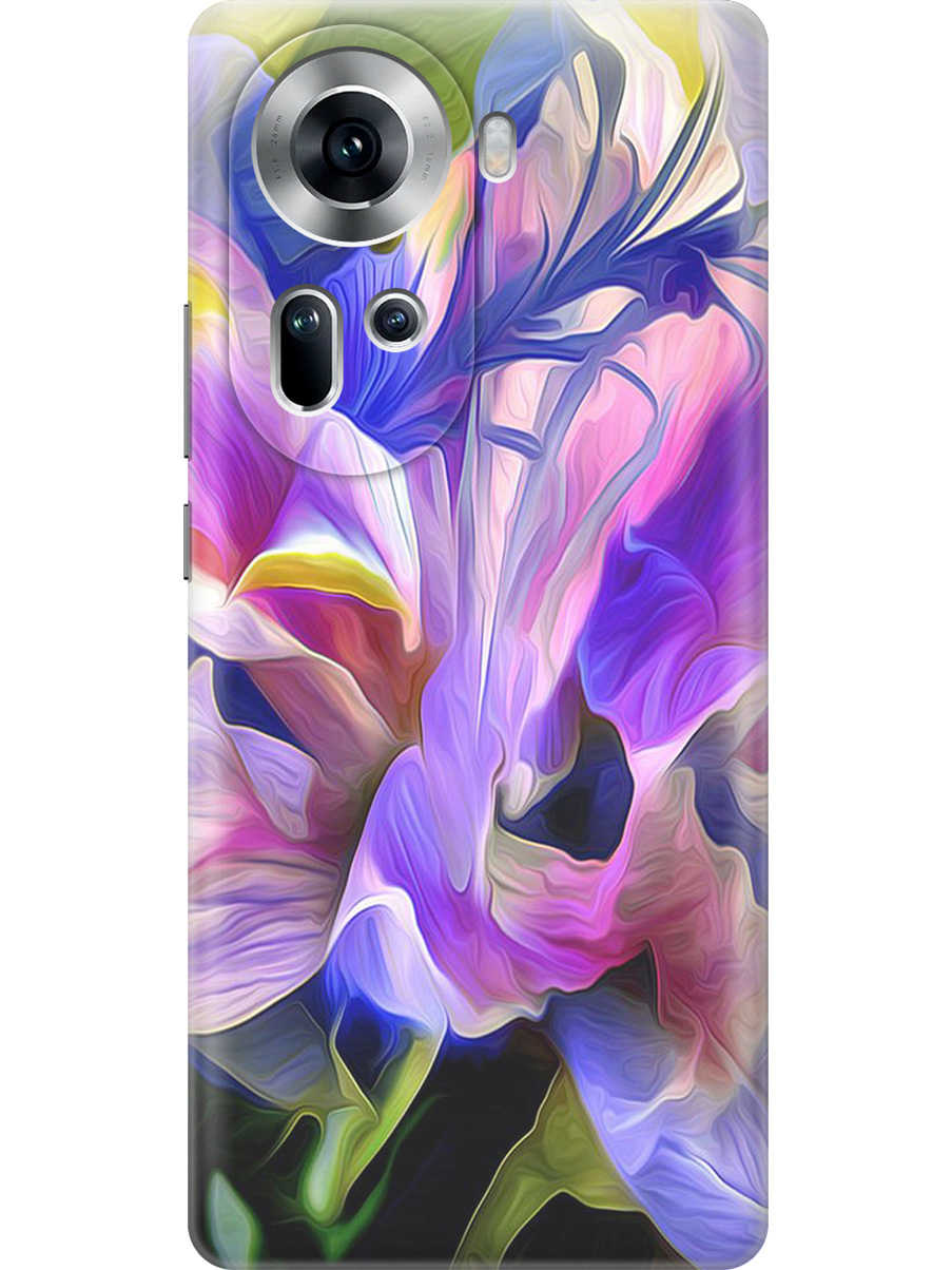 

Силиконовый чехол на Oppo Reno11 с принтом "Цветочная абстракция", Прозрачный;зеленый;синий;фиолетовый, 782630621