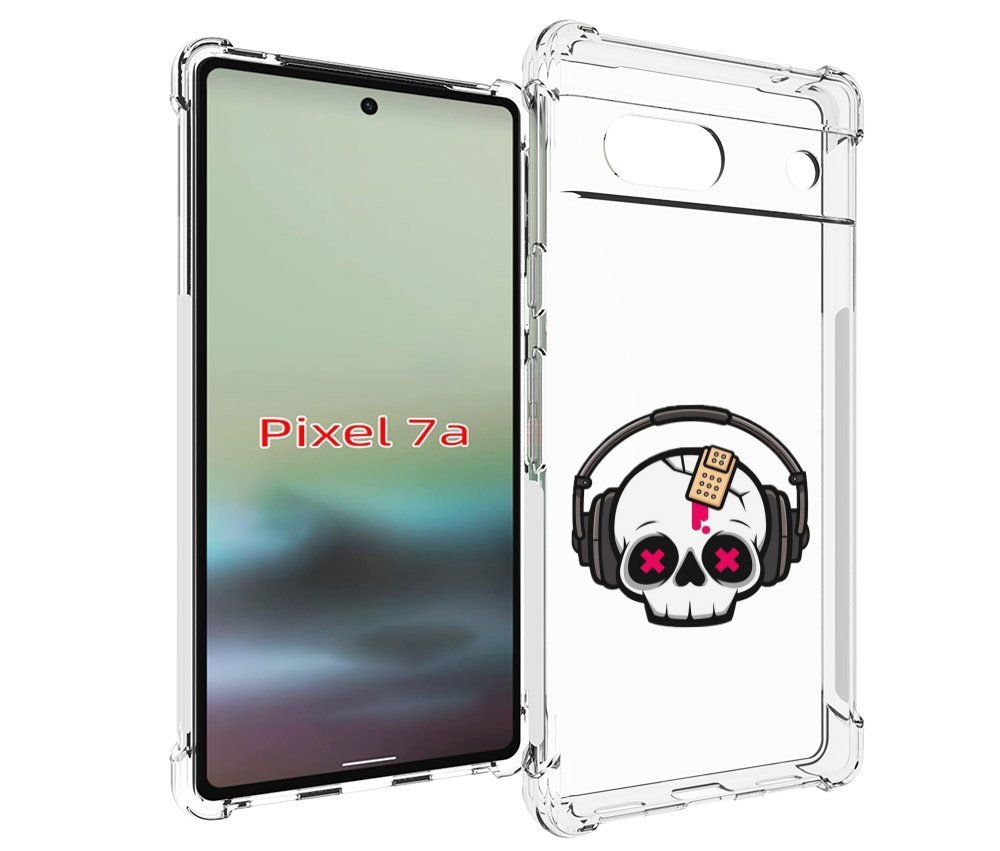 

Чехол MyPads черепок в наушниках для Google Pixel 7A, Tocco