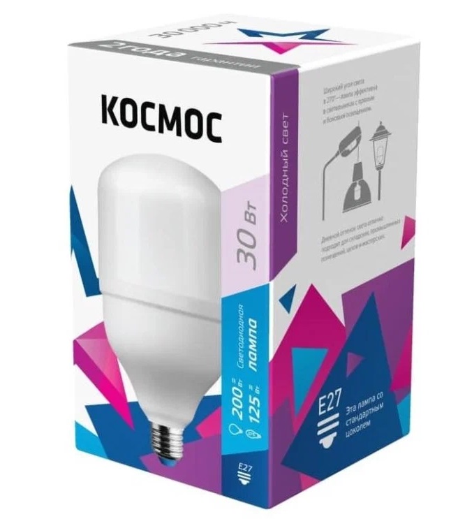 

Лампа светодиодная Космос 30W E27 6500k хол.бел. HW