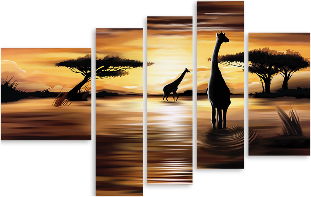 

Картина модульная на холсте Модулка Жирафы 120x73 см, 4337