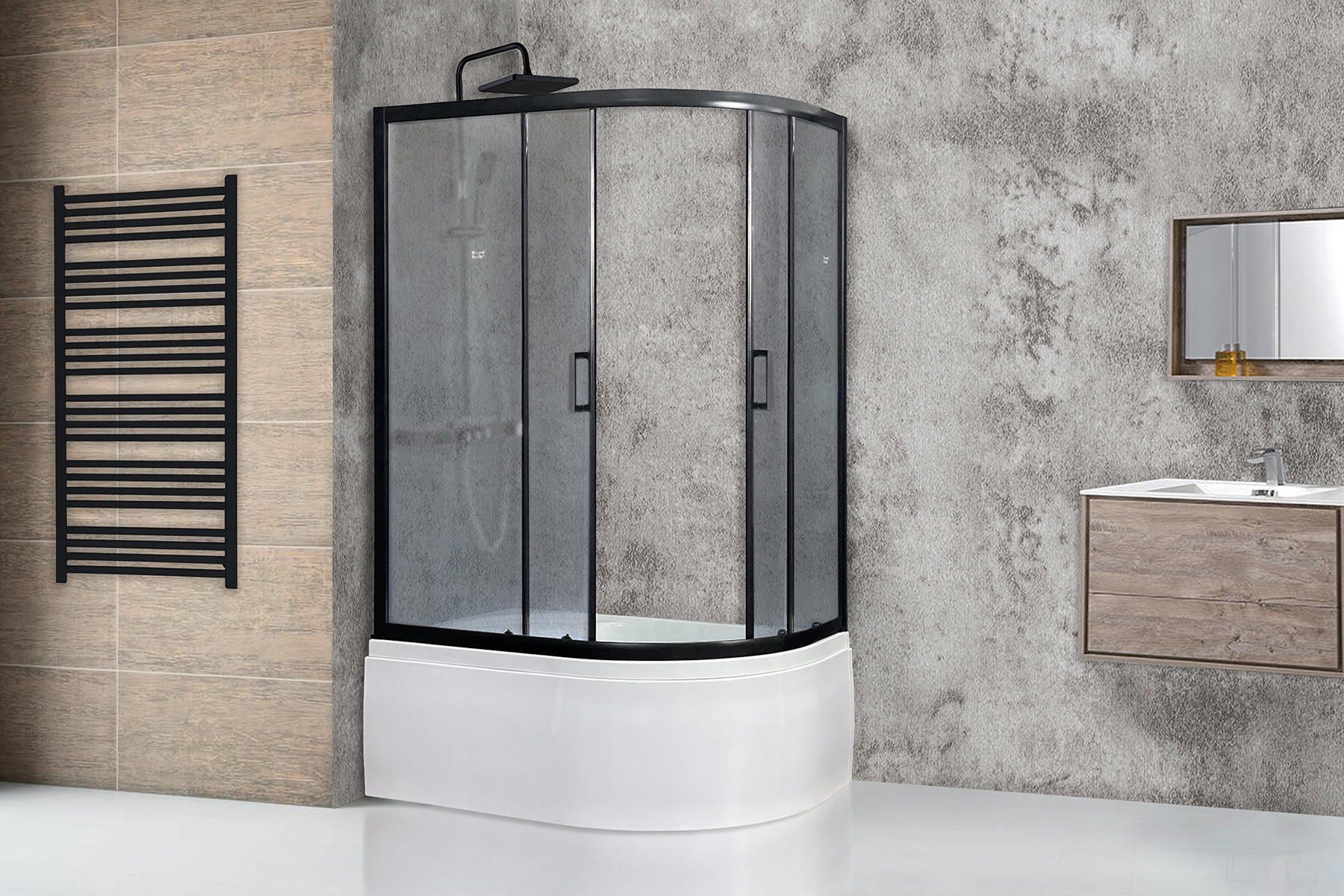 

Royal Bath Душевой уголок Royal Bath RB 8120BK-C-BL 120х80х200 (матовое) левый