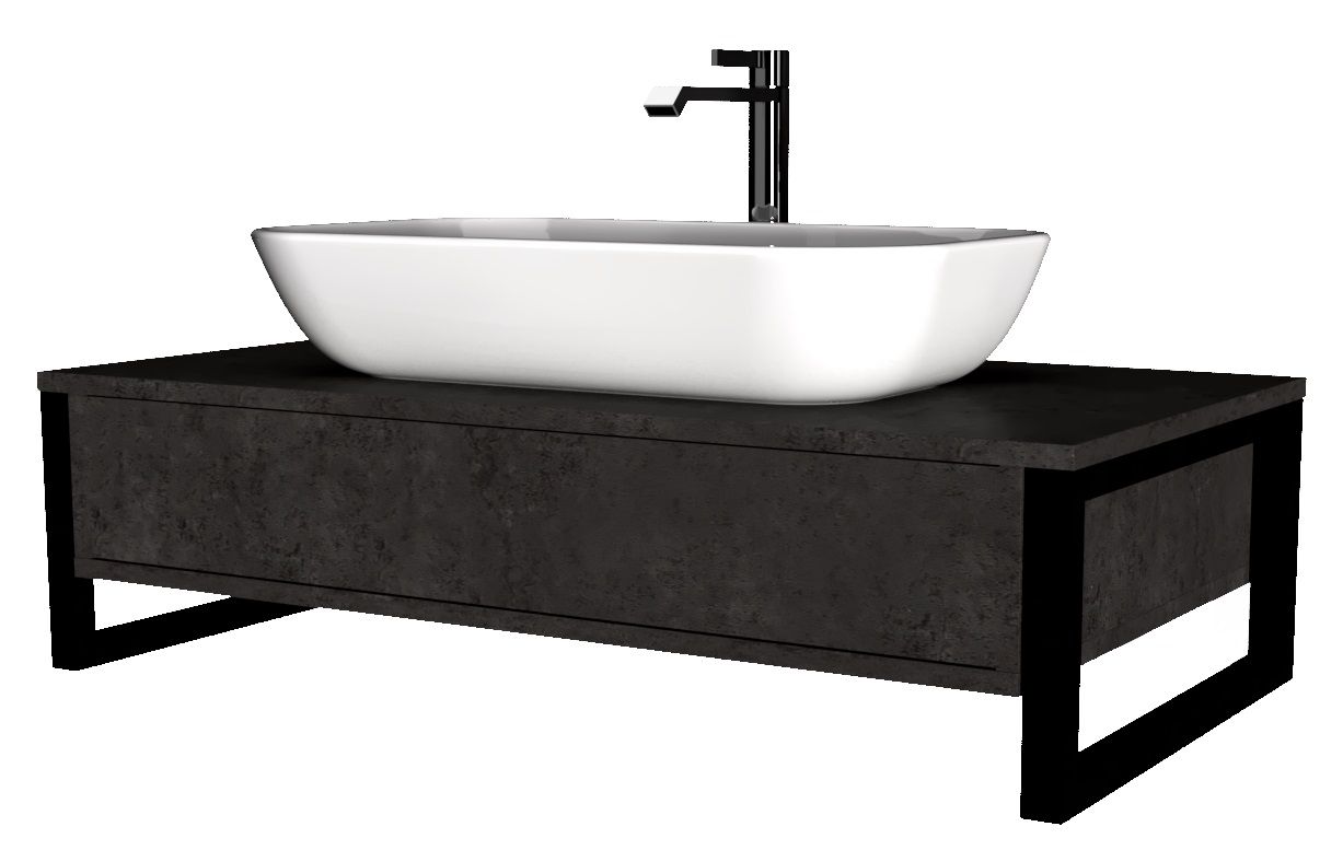 фото Тумба для ванной 1marka grunge loft 90п 1в.я бетон темно-серый