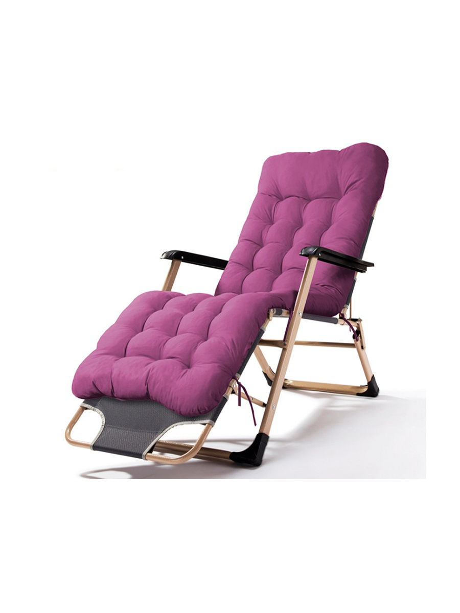 Кресло-шезлонг (раскладушка) URM складное с матрасом для дачи и сада, фиолетовое