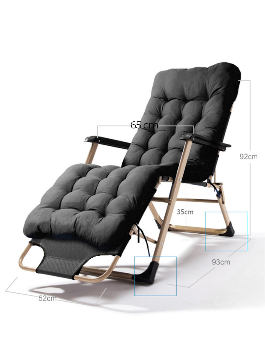 фото Раскладушка кресло-кровать с матрасом urm, 178х52х38 см, черная